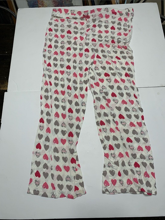 Elle Other - Elle White Pajama Pants with Pink & Gray Heart Print